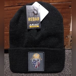 Ariat Black Rebar Beanie with Patch